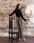 Animal Print Foldover Waist Maxi Skirt