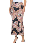Womens Black Paisley Print Foldover Maxi Skirt