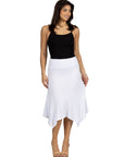 Solid Color Knee Length Elastic Waist Handkerchief Skirt