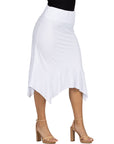Solid Color Knee Length Elastic Waist Handkerchief Skirt
