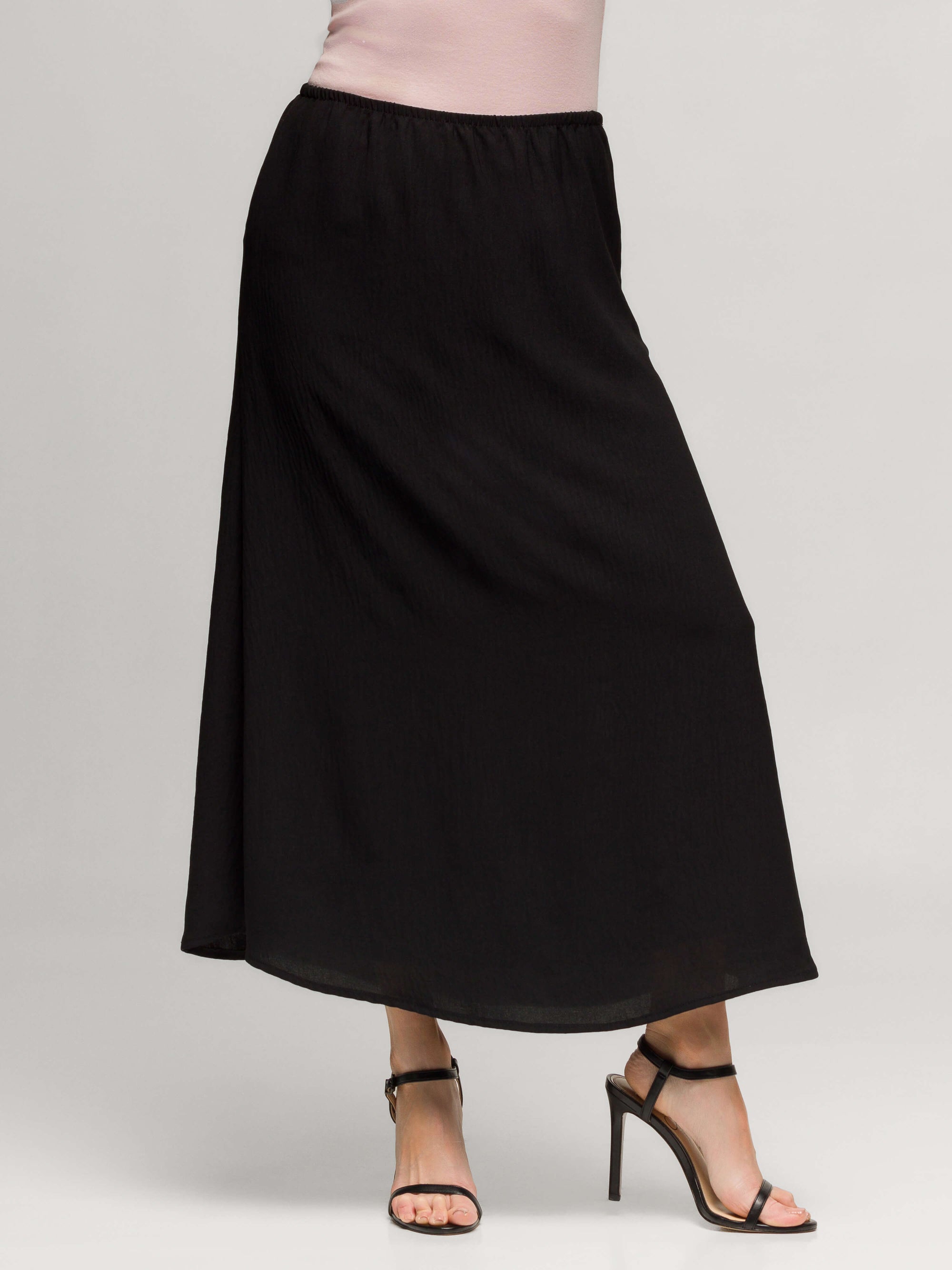 24seven Comfort Apparel Womens Elastic Waist A Line Maxi Skirt