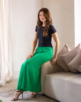 24seven Comfort Apparel Womens Elastic Waist A Line Maxi Skirt