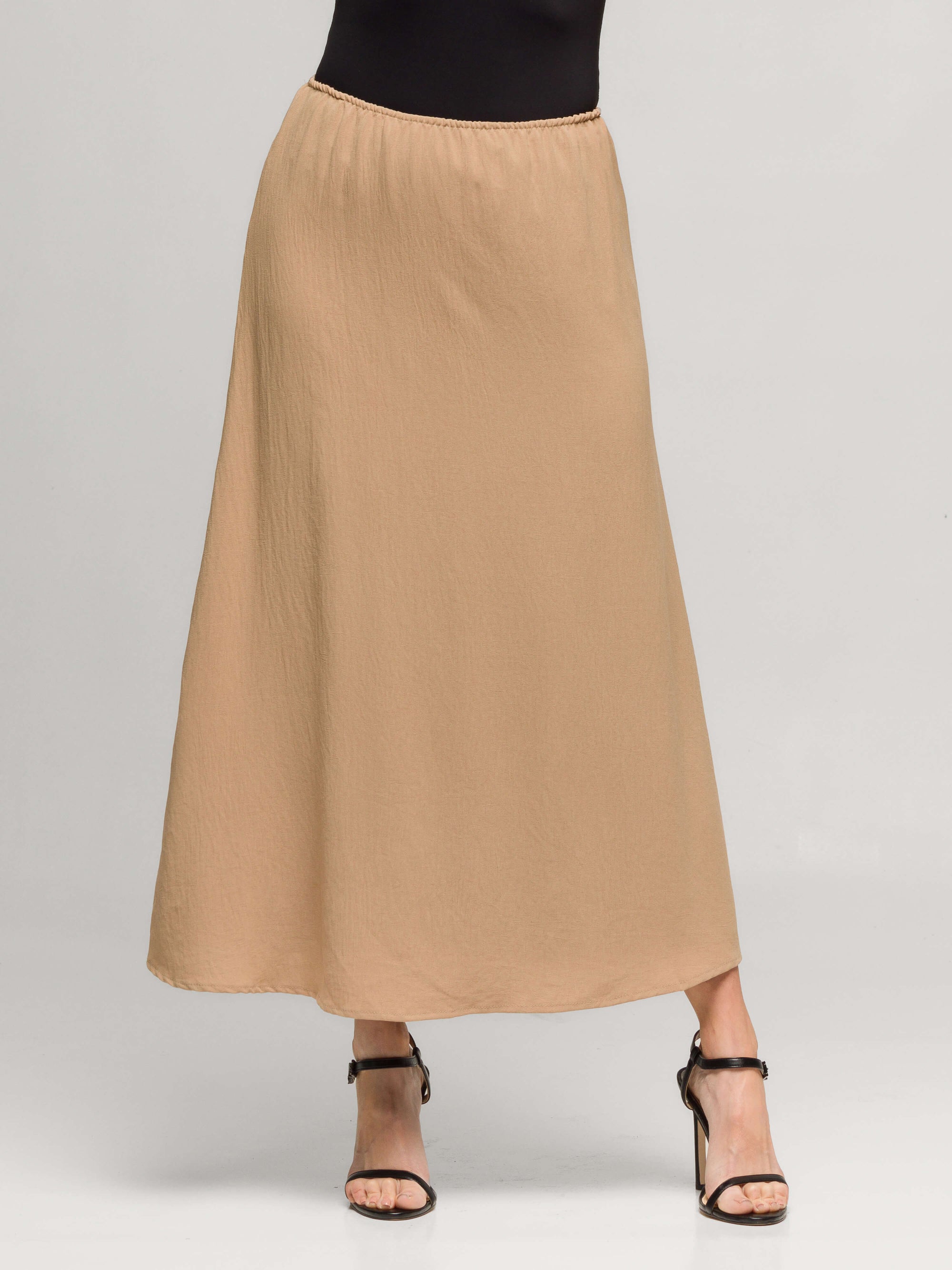 24seven Comfort Apparel Womens Elastic Waist A Line Maxi Skirt
