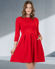 Perfect Long Sleeve Fit and Flare Pocket Dress For Women