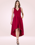 Womens Sleeveless Fit N Flare High Low Dress