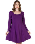 Womens Long Sleeve Knee Length Skater Dress