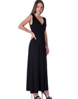 V Neck Sleeveless Belted Maxi Dress