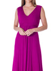 V Neck Sleeveless Belted Maxi Dress
