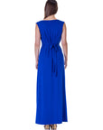 V Neck Sleeveless Belted Maxi Dress