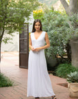 V Neck Sleeveless Belted Maxi Dress