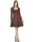 Classic Long Sleeve Flared Mini Dress
