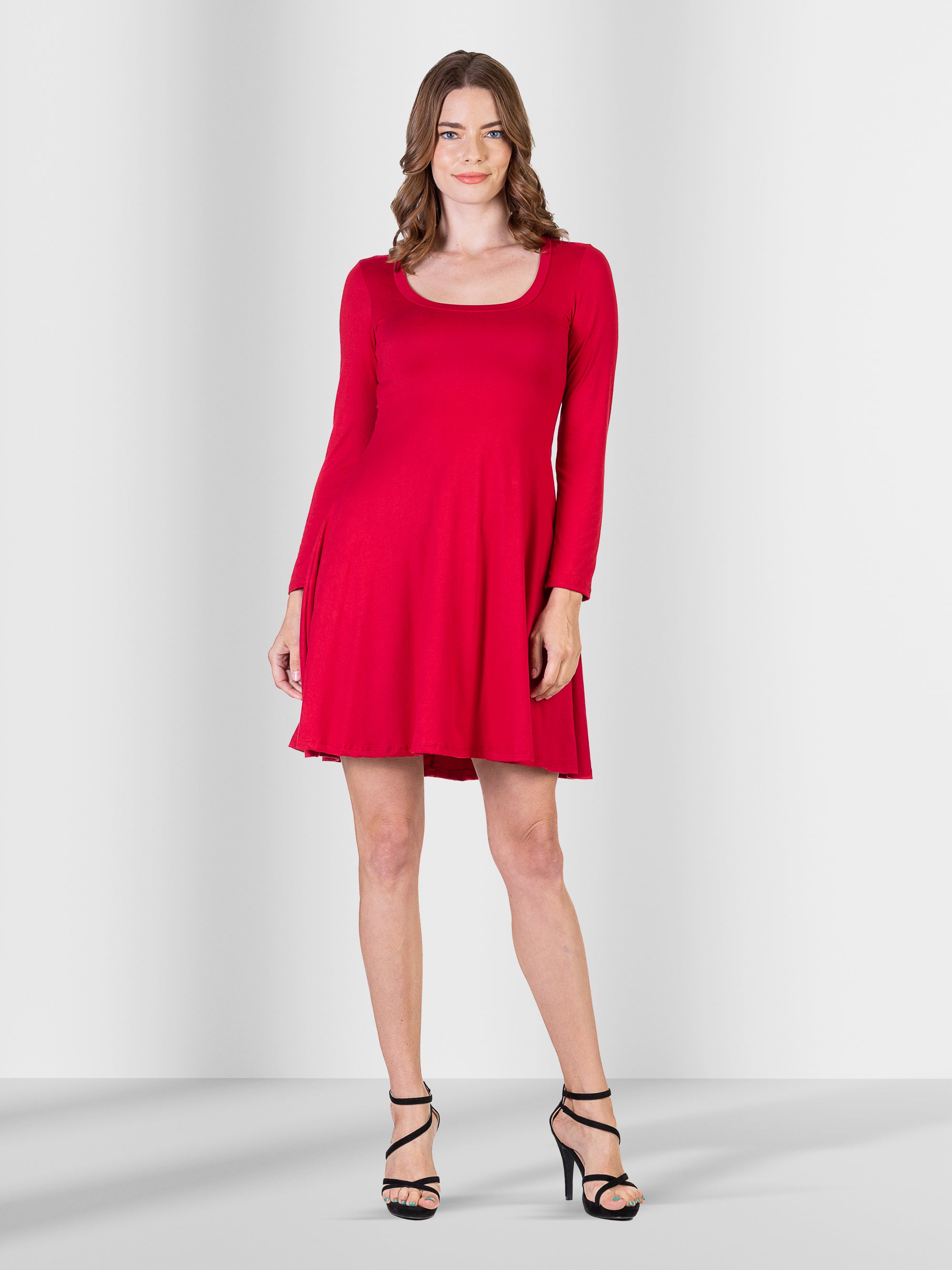 Classic Long Sleeve Flared Mini Dress