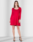 Classic Long Sleeve Flared Mini Dress