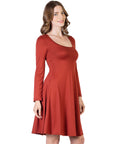 Classic Long Sleeve Flared Mini Dress