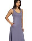 Scoop Neck Sleeveless Maxi Dress with Pockets
