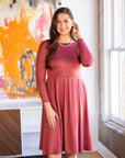 Midi Length Fit N Flare Pocket Dress
