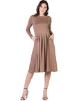 Midi Length Fit N Flare Pocket Dress