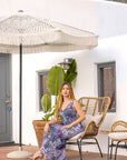 Purple Paisley Sleeveless V Neck Maxi Dress With Pockets