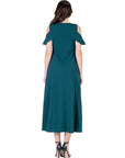 Ruffle Cold Shoulder A Line Maxi Dress