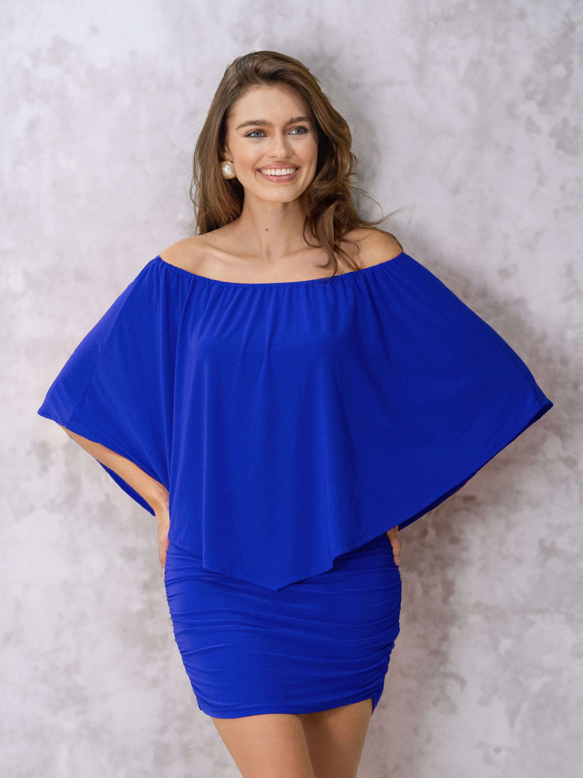 Convertible Womens Bodycon Mini Dress Ruffled Sleeve