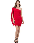 One Shoulder Drape  Bodycon Dress
