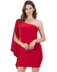 One Shoulder Drape  Bodycon Dress