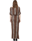 Womens Boat Neck Batwing Sleeve Slit Maxi Dress