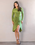 Long Sleeve Dressy Tulip Skirt Knee Length Dress