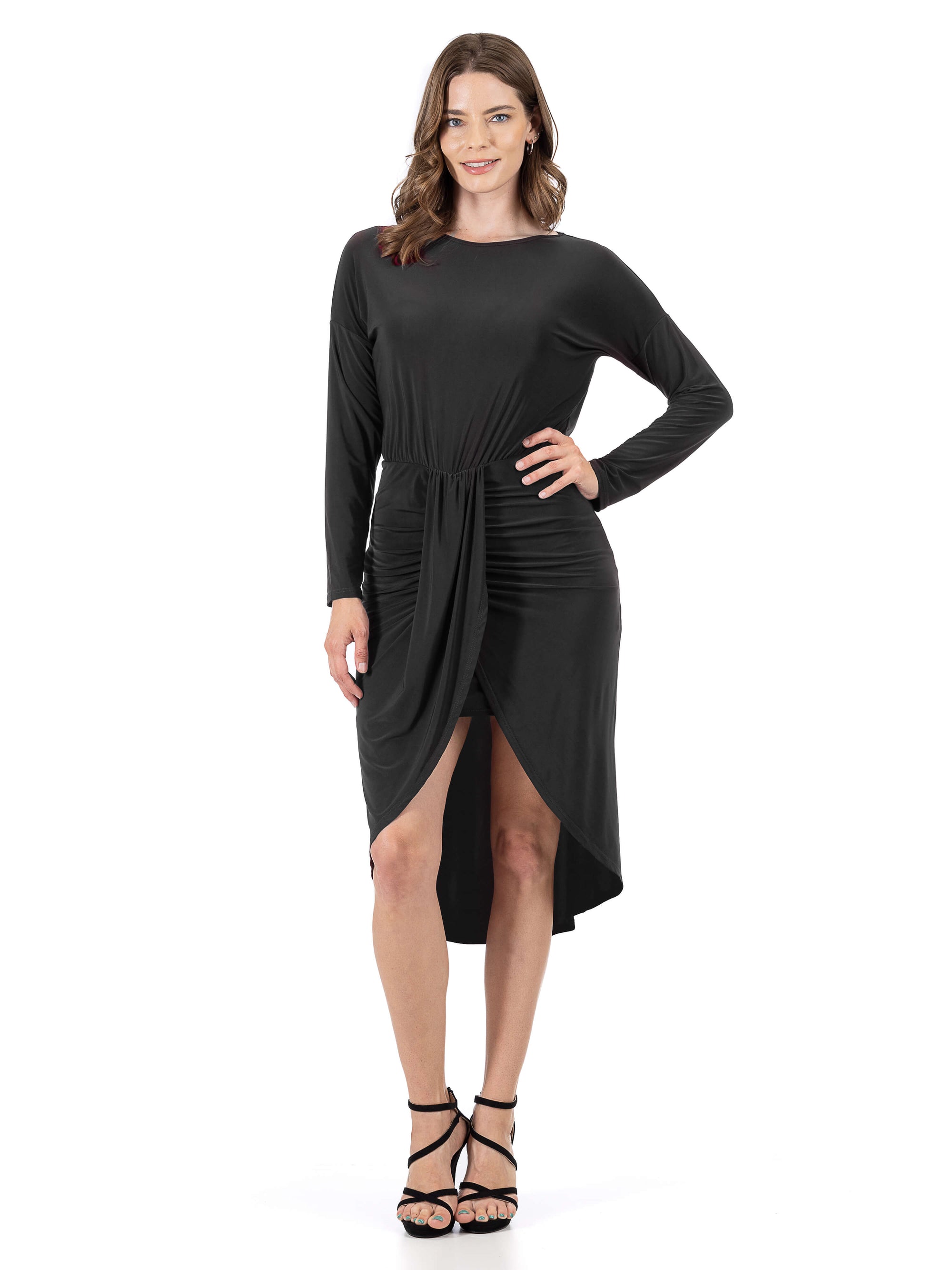 Long Sleeve Dressy Tulip Skirt Knee Length Dress