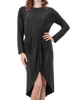 Long Sleeve Dressy Tulip Skirt Knee Length Dress