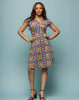 24seven Comfort Apparel Womens Floral Print Short Sleeve Knee Length V Neck Wrap Dress