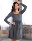 Long Sleeve Babydoll Knee Length Dress