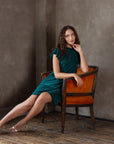 Ruffle Cap Sleeve High Neck Pleated Tiered Mini Dress