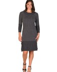 Ribbed Knit Long Sleeve Split Hem Sweater Dress