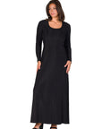Long Sleeve Scoop Neck Shimmery Fabric Maxi Dress