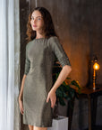 Elbow Length Sleeve Shimmer Bodycon Mini Party Dress