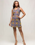 24seven Comfort Apparel Womens Floral Print Sleeveless Knee Length Shift Dress