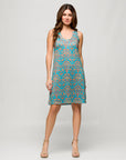 24seven Comfort Apparel Womens Teal Sleeveless Knee Length Shift Dress