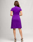 24seven Comfort Apparel Womens Mandarin Collar Knee Length Wrap Dress