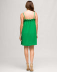 24seven Comfort Apparel Square Neck Spaghetti Strap Smocked Pocket Mini Dress