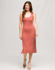 24seven Comfort Apparel Womens Fitted Sleeveless Side Slit Midi Dress