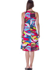 Womens Bright Pink Sleeveless Knee Length Tank Swing Dress