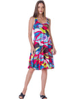 Womens Bright Pink Sleeveless Knee Length Tank Swing Dress