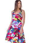 Womens Bright Pink Sleeveless Knee Length Tank Swing Dress