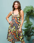 24seven Comfort Apparel Womens Butterfly Print Sleeveless Knee Length Tank Swing Dress
