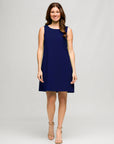 24seven Comfort Apparel Womens Solid Color Sleeveless Mini Shift Dress