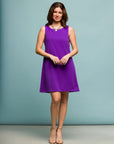 24seven Comfort Apparel Womens Solid Color Sleeveless Mini Shift Dress