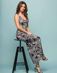 24seven Comfort Apparel Black and White Womens Razorback Tank Casual Maxi Dress