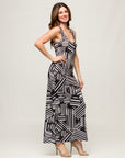 24seven Comfort Apparel Black and White Womens Razorback Tank Casual Maxi Dress