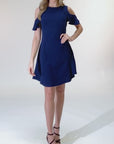 Ruffle Cold Shoulder A Line Knee Length Dress